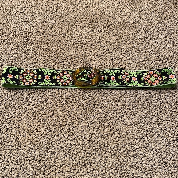 Tortoise Shell Buckle Fabric Belt Size Medium in Like New Condition - Picture 1 of 8